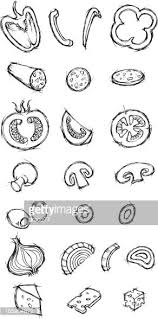 Pizza Toppings Black And White Recherche Google ポスター