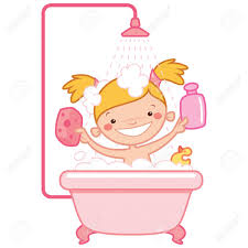 Maybe you would like to learn more about one of these? Happy Cartoon Baby Girl Kid Having Bath In A Bathtub Holding A Shampoo Bottle And A Scrubber And Having A Rubber Duck Toy Royalty Free Cliparts Vectors And Stock Illustration Image 64008924