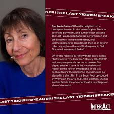 Tonight's performance is SOLD OUT! Reminder: This is your LAST WEEK to  catch the cast of THE LAST YIDDISH SPEAKER live