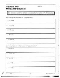 Avogadro number is defined as the number of particles (atoms or molecules) of present in per mole of that substance. Ch099 A Ch06 If Wkshts