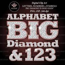 Diamond In Rose Gold Numbers Letters Clipart Png File Etsy Clip Art Digital Alphabet Letters