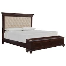 Dorel dhp dakota upholstered faux leather platform bed with wooden slat support and tufted headboard and footboard, queen size white. Signature Design By Ashley Brynhurst Traditional Queen Upholstered Bed With Storage Bench Royal Furniture Upholstered Beds