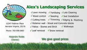 Green and yellow landscaping business card. Need Business Card Design In Lorton Va Online Quality Printing