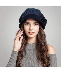 Women S Decorative Flowers Wool Beret Navy Blue Cr12j579cib Wool Berets Hats For Women Women