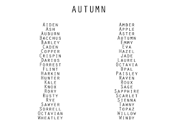 Seasonal Inspired Names Writing Inspiration Writing Words