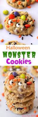 Halloween Party Monster Cookies In 2020 Monster Cookies Recipe Halloween Chocolate Chip Cookies Monster Cookies