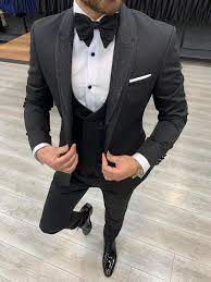Men Suits Black Wedding Suit Men Tuxedo 3 Piece One Button Slim Fit Groom Wear Suit For Men Blac In 2021 Black Suit Wedding Wedding Suits Men Black Slim Fit Tuxedo