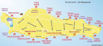 Carte Des Plages De L Ile De Lerins De Sainte Marguerite Iles De Lerins Ile Sainte Marguerite Plage En France