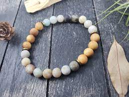Matte Amazonite Hematite And Cedar Wood Unisex Healing Gemstone Stretch Bracelet Thuja Wood A Amazonite Jewelry Diamond Cross Necklaces Diamond Cross Pendants