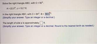 So, abc can't be a right angled triangle. Solved Solve The Right Triangle Abc With C 90 A 22 Chegg Com