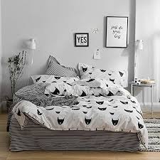 King size bed sheets 1800 thread count high quality bed sheet sets luxury linens, best sheets to buy, on sale, free shipping. Shun Lu S L Black And White Series Fox Cartoon Style Kid Duvet Cover Set Flat Sheet Pillow Cases Soft King Size Bedding Sets Kids Duvet Cover Duvet Cover Sets