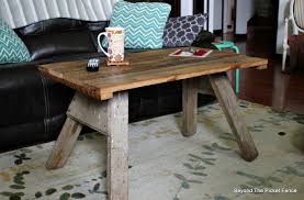 This adjustable sawhorse coffee table can be turned into a comfortable work desk for anyone. Beyond The Picket Fence Sawhorse Table