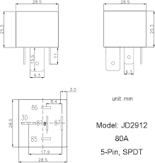 25 pack 40/30 amp 5 pin spdt 12 v dc bosch style relay switch for electrical automotive truck marine boat fan, no relay socket and wiring harness 4.6 out of 5 stars 285 $31.00 $ 31. Jd2912 80a 5 Pin Spdt Bosch Type Automotive Dc Relay