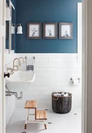 White Subway Tile Blue Accents Trendy Bathroom Bathroom Inspiration Blue Painted Walls