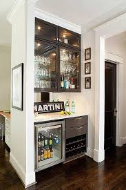 Horizontal linear glass tile wall behind a butlers pantry. Home Improvement Archives Home Bar Designs Bars For Home Home