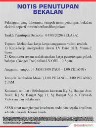 Sistem voltan tinggi (tanpa stesen janakuasa voltan tinggi, talian atas voltan tinggi, penyegerakan janakuasa voltan rendah). Sesb Careline 04 08 2020 W P Labuan Update Notis Facebook