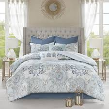 King size beautiful emboridered , pintuck pieced 9pc comforter set. Madison Park Reversible 100 Cotton Comforter Season Set Matching Bed Skirt Decorative Pillows Cal King 104 X92 Isla Floral Medallion Blue Farmhouse Goals