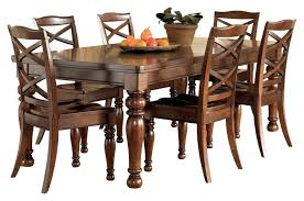 North shore dining set collection is a grand traditional design created with a deep rich stained finish and exquisite details. D69735 Ashley Furniture Ashley Millennium Porter Dining Extension Table Brown Cullen S Home Center