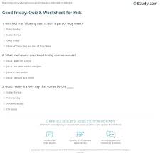 You can use this swimming information to make your own swimming trivia questions. Good Friday Quiz Worksheet For Kids Study Com