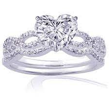 0 85 Ct Heart Shaped Diamond Intertwined Engagement Wedding Rings Pave Set Si1 Heart Wedding Rings Cool Wedding Rings Wedding Rings Engagement