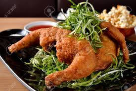 Looking for more new whole fried chicken krispy krunchy. Whole Fried Chicken And Spring Onions On Plate Stock Photo Picture And Royalty Free Image Image 119908264