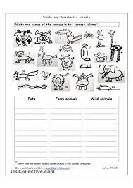 Vocabulary Worksheet Animals Vocabulary Worksheets Animal Worksheets English Worksheets For Kids