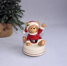 Music Box Teddy Bear Music Box Wind Up Lullaby Christmas Bear Musical Box Ceramic Vintage Decoration Nursery Christmas Musical Music Box Vintage Music Box