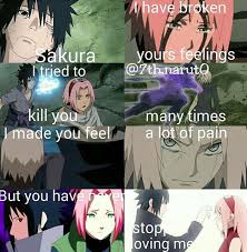 Sakura Eu Quebrei Seus Sentimentos Eu Tentei Te Matar Muitas Vezes Eu Fiz Voce Sentir Muita Dor Mas Voce Nunca Dei Naruto Sasuke Sakura Anime Naruto Naruto