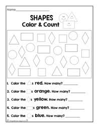 Easy shapes worksheet for kids. Numbers Colors And Shapes Worksheet Set By First Grade Fanatics