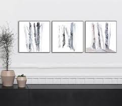 3 Piece Birch Tree Wall Art Print Set Of Three Square Prints 3 Piece Wall Art Birch Tree Wall Art Landscape Tree Painting Tree Watercolor Print Grey Black Brown Blue 3 Piece Wall Art Wall Art Birch Trees Birch