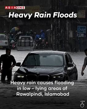 Urban flooding submerged roads in Islamabad and Rawalpindi, AI generated