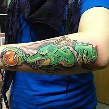 You can get a large size dragon tattoo, which would cover your entire arm from your wrist to your shoulder. 35 Insanely Awesome Dragon Ball Z Tattoos Fans Will Love