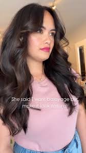 She said I want balayage but make it look natural ✨, ✨ Super soft,Chocolate  🍫 kissed balayage ✨💜, This effortless brown blend adds the perfect touch  of warmth and dimension while keeping things ...