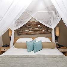 Make your room extra cozy with two mini curtain rods and some cheap fabric. Buy Bed Canopy Curtains Super Soft White Netting For Girls Beds Four Corner Post Loft Bed Decor Easy To Hang Adjustable Center Height Fits All Bed Sizes