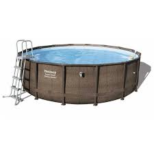 Round Pool Above Ground Fake Wicker Look Idfdesign