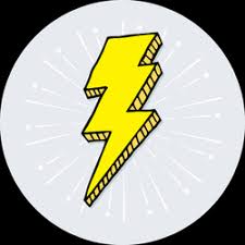 Sticker electric lightning bolt with cloud. Simple Hand Drawn Lightning Bolt Doodle Sticker