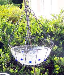 Bird Bath Bowl Only Shabby Chic Hanging Bird Bath Repurpose That Old Glass Bowl Add Few Colorful Marbles Set In Hanging Bask Diy Bird Bath Hanging Bird Bath Bird Bath Garden