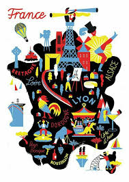 One Two Three Four Five Six Seven Eight Nine Ten In French La France Cliche France Map Illustrated Map Map Art