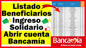 Bancamía publicó listado de 148.000 hogares ingreso solidario | verifique su documento. Listado Beneficiarios Ingreso Solidario Que Deben Abrir Cuenta En Bancamia Verifique Su Cc Youtube