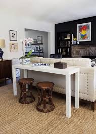 Redefining The Sofa Table Add Chairs Sofa Table Decor Couch Dining Table Sofa Table Styling