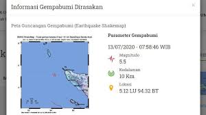 Lokasi gempapusat gempa berada di laut 30 km barat daya sinabang. Gempa Bumi Kedua Hari Ini Senin 13 Juli 2020 Ini Lokasi Dan Kekuatannya Tribun Manado
