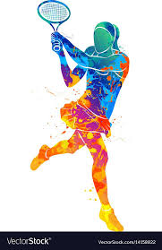 Abstract Tennis Player With A Racket From Splash Of Watercolors Vector Illustration Of Paints Download A Free P Tennis Art Tennis Art Painting Tennis Players