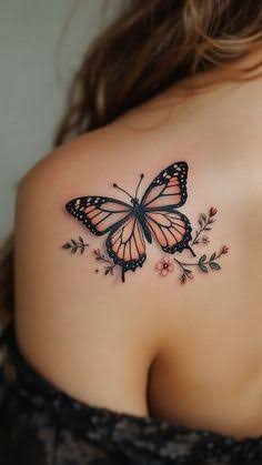 3 Butterfly Tattoo on Shoulder