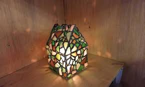 Building other parts of the same church: Hi I Make Stained Glass Things Using Only Uncut Sea Glass This Gingerbread House Is A Jewelry Box And Or Candle Holder Stainedglass