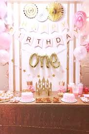 Pink And Gold Princess Birthday Party Ideas Photo 5 Of 6 Gold Birthday Party Decorations First Birthday Party Decorations 1st Birthday Party Decorations