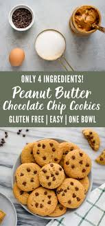 4 Ingredient Peanut Butter Chocolate Chip Cookies In 2020 Peanut Butter Chocolate Chip Peanut Butter Chocolate Chip Cookies Butter Chocolate Chip Cookies