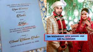 Wedding dates in november 2020. Ranbir Kapoor Alia Bhatt Wedding Card 22 January 2020 Wedding Date Youtube