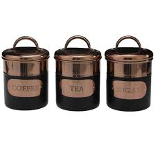 Maybe you would like to learn more about one of these? Set Of 3 Black Copper Tea Sugar Coffee Tins Metal Kitchen Storage Canisters For Sale Online Ebay