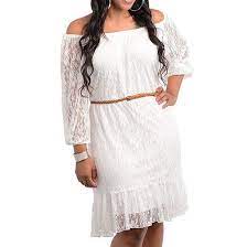 13 1x 2x 3x Plus Size Belted 3 4 Sleeve Laced Summer Wedding Dress Off White Summer Wedding Dress Lace White Dress Casual Wedding Dress