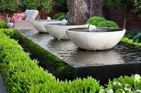 Wonderful Triple Bowl Water Feature Adamchristopherdesign Co Uk Water Features In The Garden Front Yard Garden Design Modern Landscaping